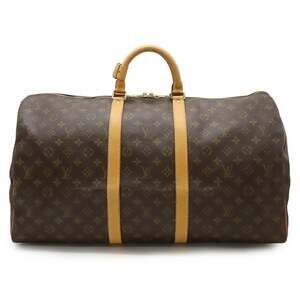 LOUIS VUITTON Brown Monogram Keepall 55 Boston Bag